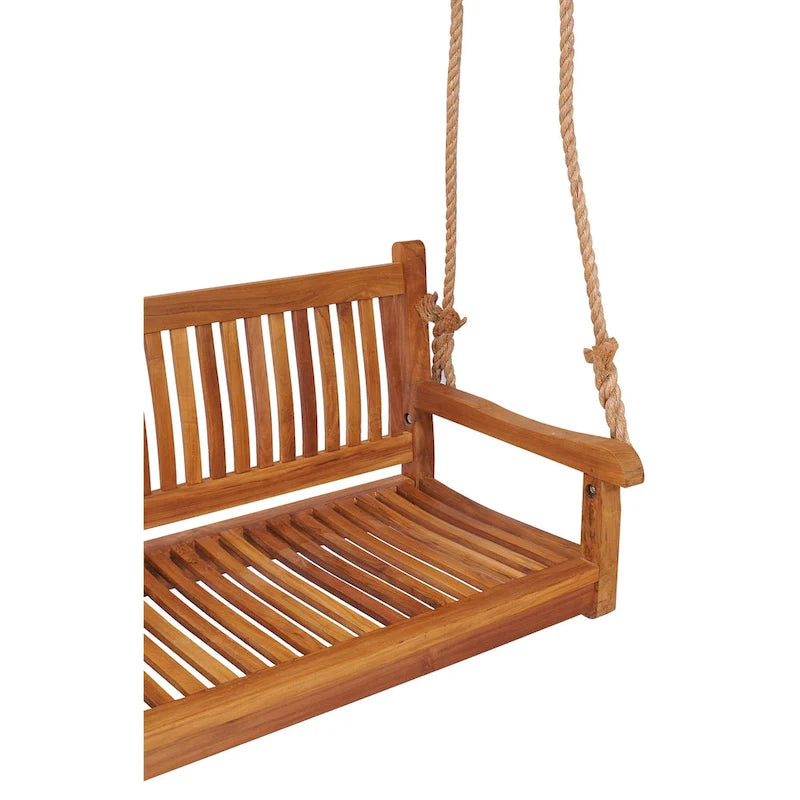 Balançoire de porche triple d'extérieur en teck Elzas de Chic Teak, 71 pouces