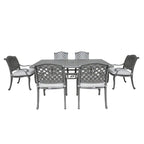 Ensemble de salle à manger rectangulaire Ventura 7 pièces en aluminium moulé avec 6 fauteuils - S/O