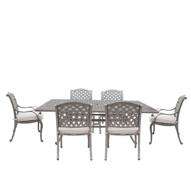 Ensemble de salle à manger rectangulaire Ventura 7 pièces en aluminium moulé avec 6 fauteuils - S/O