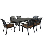 Ensemble de salle à manger rectangulaire Ventura 7 pièces en aluminium moulé avec 6 fauteuils - S/O