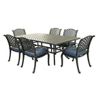 Ensemble de salle à manger rectangulaire Ventura 7 pièces en aluminium moulé avec 6 fauteuils - S/O