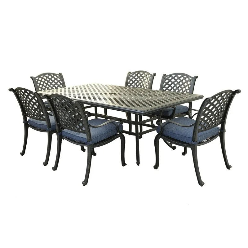 Ensemble de salle à manger rectangulaire Ventura 7 pièces en aluminium moulé avec 6 fauteuils - S/O