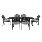 Ensemble de salle à manger rectangulaire Ventura 7 pièces en aluminium moulé avec 6 fauteuils - S/O