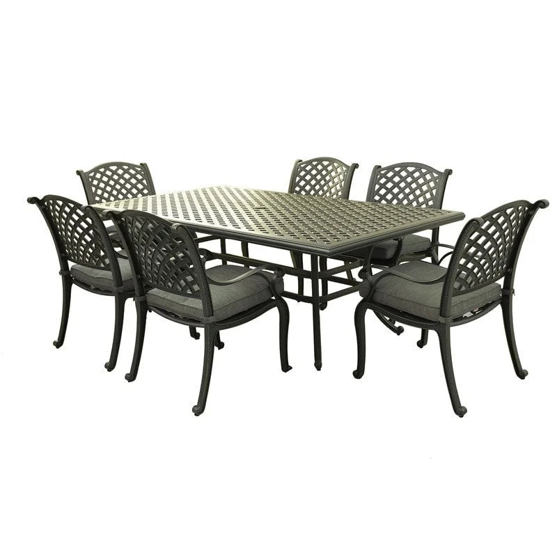 Ensemble de salle à manger rectangulaire Ventura 7 pièces en aluminium moulé avec 6 fauteuils - S/O