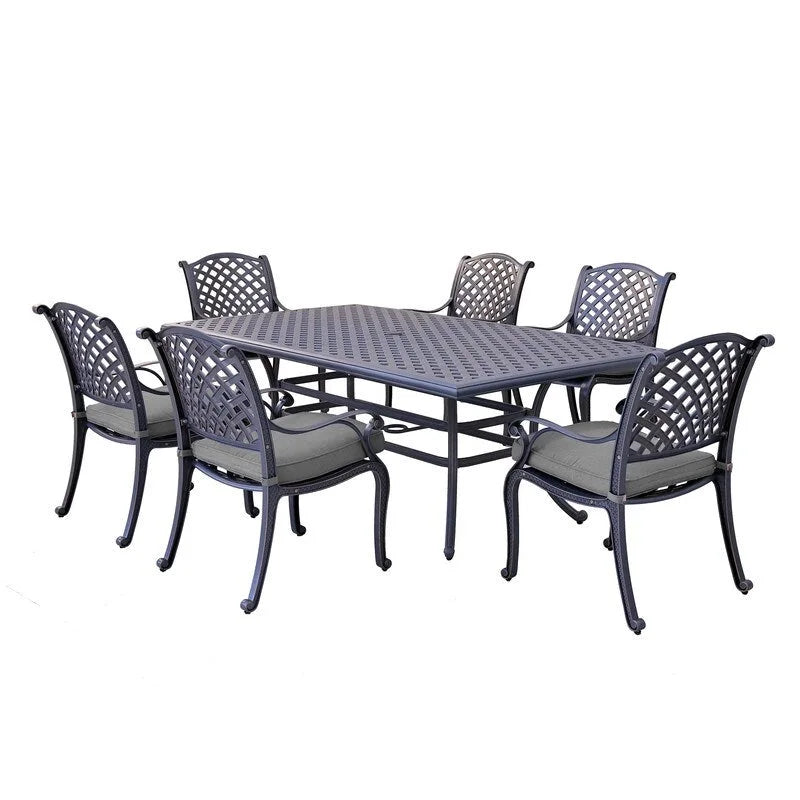 Ensemble de salle à manger rectangulaire Ventura 7 pièces en aluminium moulé avec 6 fauteuils - S/O