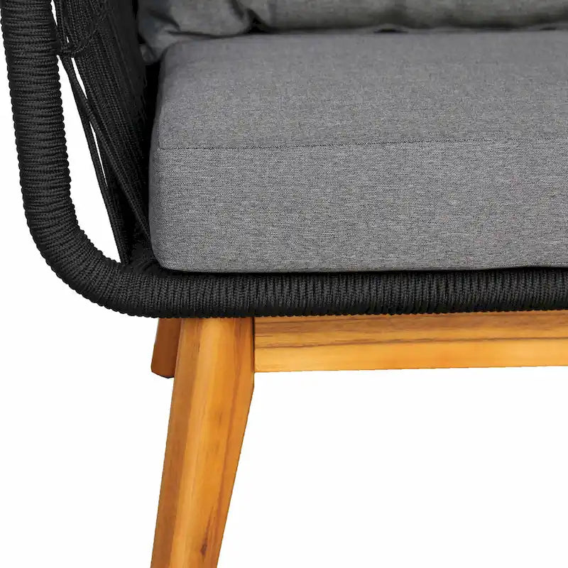 M4H Mieres Ensemble de conversation d'extérieur 4 pièces en bois d'acacia et corde