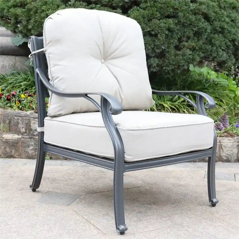 Fauteuil de club en aluminium moulé Ventura avec coussin (ensemble de 2)