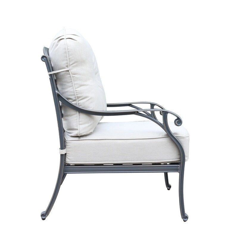 Fauteuil de club en aluminium moulé Ventura avec coussin (ensemble de 2)