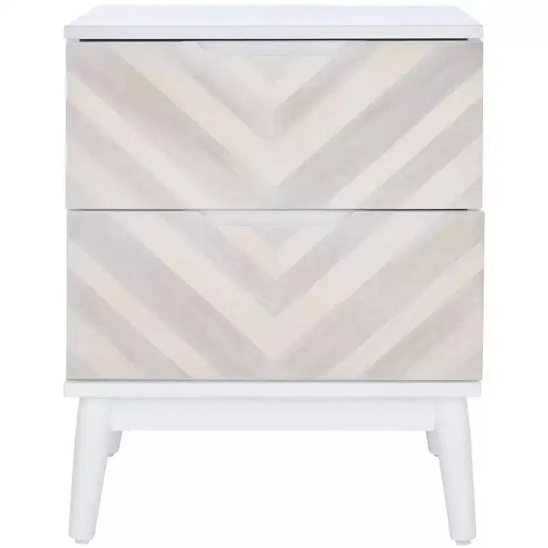 Tay 2 Drawer Patterned Nightstand - NST5011 - White Washed - Safavieh