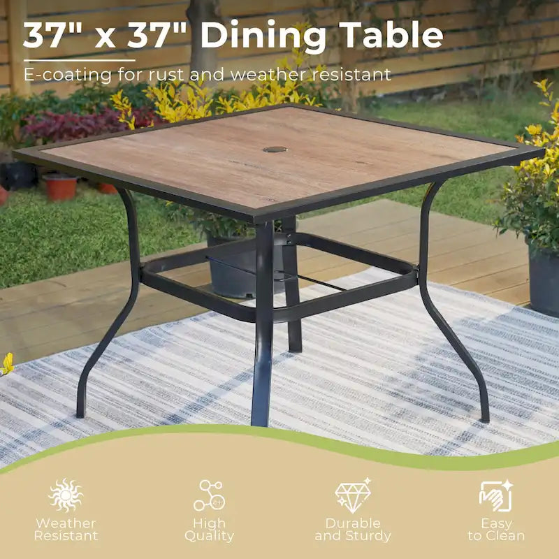 MAISON ARTS Ensemble de salle à manger de patio 5 pièces avec chaises pivotantes et table imitation bois - Ensembles 5 pièces