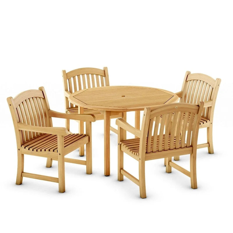 Ensemble de salle à manger d'extérieur rond en bois 5 pièces - 5 pièces