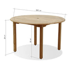 Ensemble de salle à manger d'extérieur rond en bois 5 pièces - 5 pièces