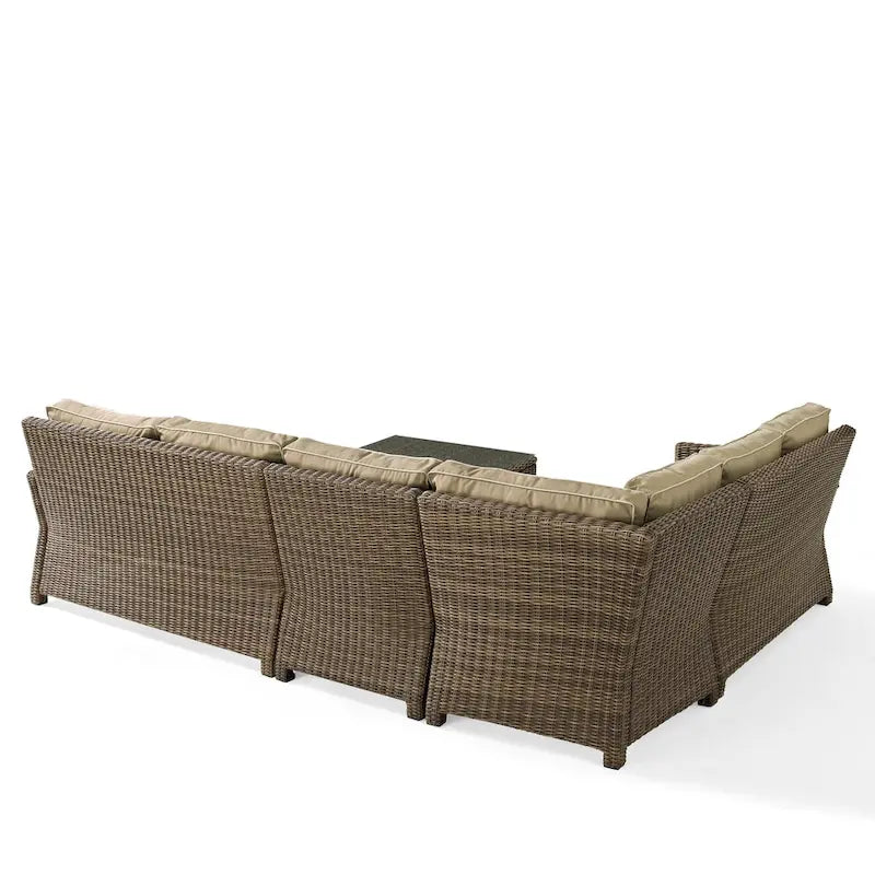Ensemble de sièges d'extérieur 5 pièces en osier Crosley Bradenton avec coussins couleur sable