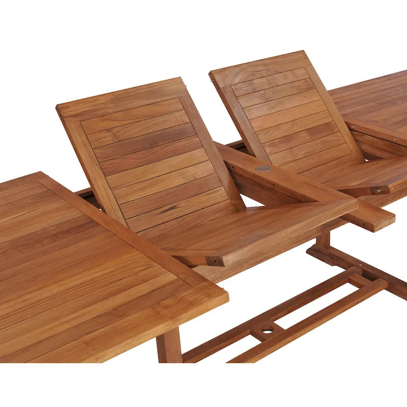 Ensemble table/chaises Elzas ovale 11 pièces en bois de teck Chic Teak avec coussins