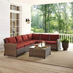Crosley Bradenton 5-Piece Outdoor Wicker Seating Set with Sangria Cushions