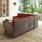 Ensemble de mobilier d'extérieur 5 pièces en osier Crosley Bradenton avec coussins sangria
