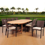 Amazonia Teak Ensemble de salle à manger d'extérieur extensible 11 pièces avec coussins - 11 pièces