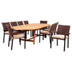 Amazonia Teak Ensemble de salle à manger d'extérieur extensible 11 pièces avec coussins - 11 pièces