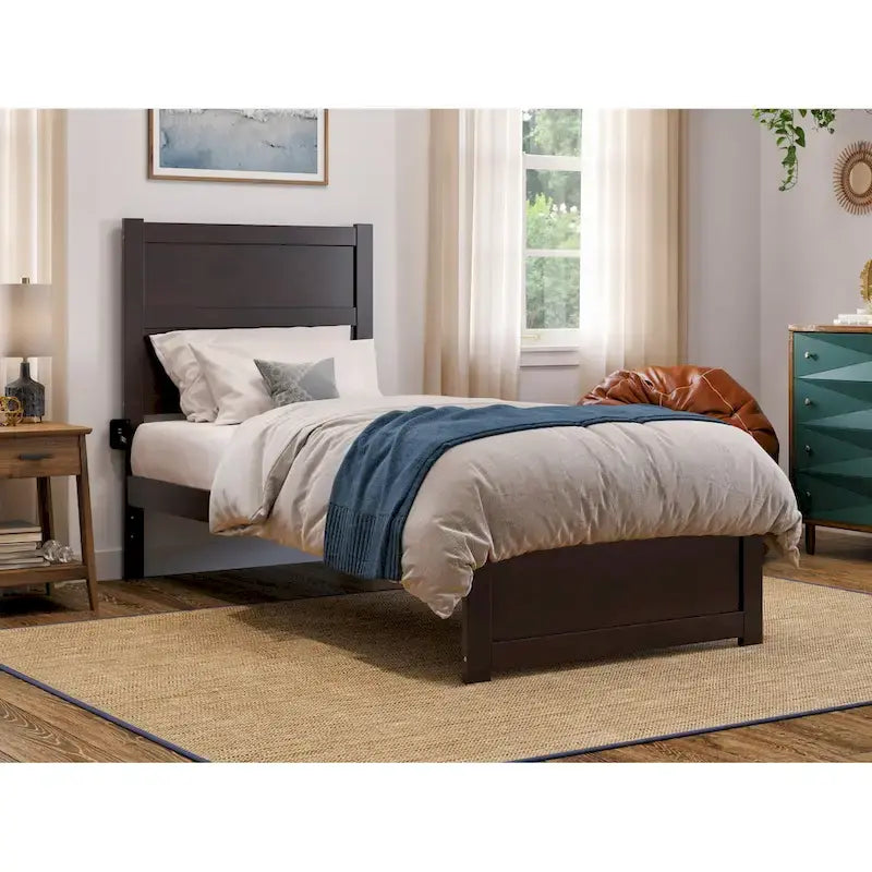  Twin XL Platform Bed with Footboard in Espresso