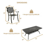 Ensemble de salle à manger de terrasse Clihome 7 pièces en aluminium moulé couleur bronze