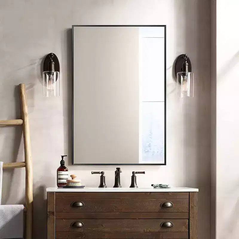 Dovelina Miroir de salle de bain rectangulaire moderne avec cadre en métal Miroir mural décoratif
