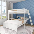 Max & Lily Bunk Bed, L Shaped Full-Over-Queen Bed Frame for Kids with Ladder on End, Solid Wood Bunk Bed for Kids, No Box Spring Needed