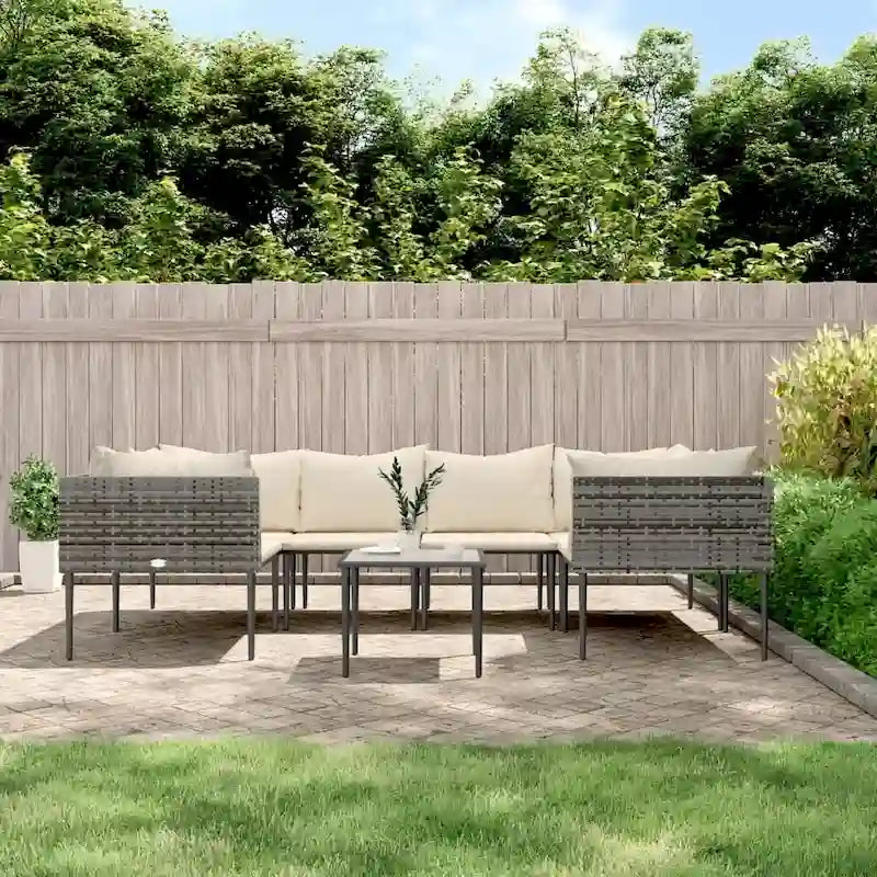 vidaXL Salon de jardin 6 pièces avec coussins en résine tressée gris