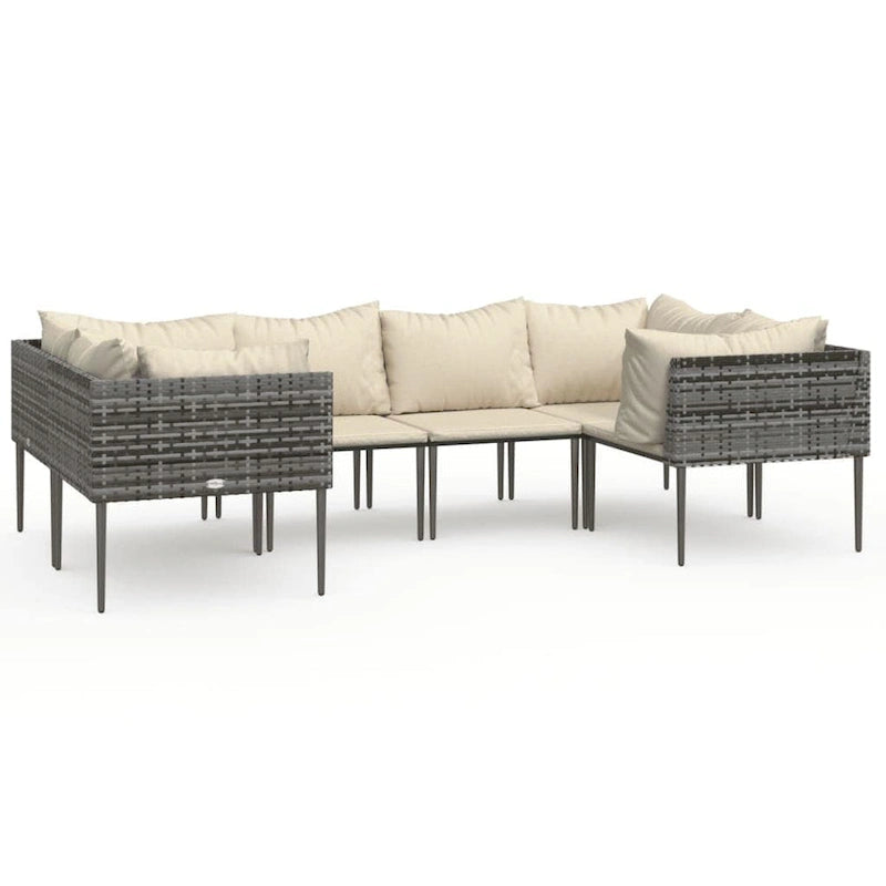 vidaXL Salon de jardin 6 pièces avec coussins en résine tressée gris