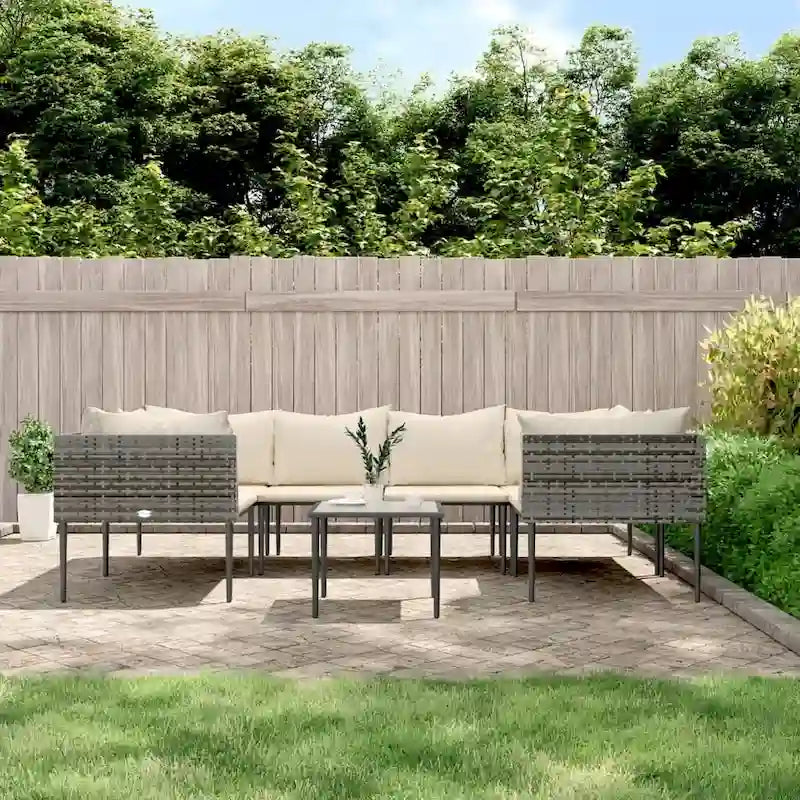 vidaXL Salon de jardin 6 pièces avec coussins en résine tressée gris