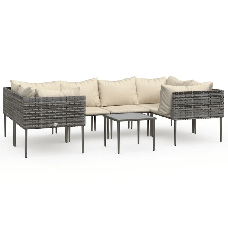vidaXL Salon de jardin 6 pièces avec coussins en résine tressée gris