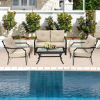 Ensemble de meubles de patio 4 pièces avec coussin pour canapé, causeuse, sectionnel, jardin, terrasse – 54 x 33 x 34