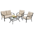 Ensemble de meubles de patio 4 pièces avec coussin pour canapé, causeuse, sectionnel, jardin, terrasse – 54 x 33 x 34