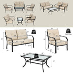 Ensemble de meubles de patio 4 pièces avec coussin pour canapé, causeuse, sectionnel, jardin, terrasse – 54 x 33 x 34
