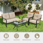 Ensemble de meubles de patio 4 pièces avec coussin pour canapé, causeuse, sectionnel, jardin, terrasse – 54 x 33 x 34