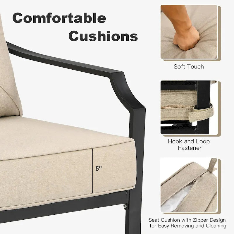 Ensemble de meubles de patio 4 pièces avec coussin pour canapé, causeuse, sectionnel, jardin, terrasse – 54 x 33 x 34