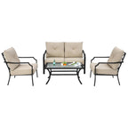 Ensemble de meubles de patio 4 pièces avec coussin pour canapé, causeuse, sectionnel, jardin, terrasse – 54 x 33 x 34