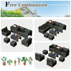 Ensemble de meubles de jardin 8 pièces en rotin avec table de rangement – 25 x 25 x 4 (L x l x P)