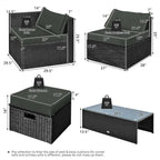 Ensemble de meubles de jardin 8 pièces en rotin avec table de rangement – 25 x 25 x 4 (L x l x P)