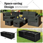 Ensemble de meubles de jardin 8 pièces en rotin avec table de rangement – 25 x 25 x 4 (L x l x P)