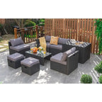 Ensemble de meubles de jardin 8 pièces en rotin avec table de rangement – 25 x 25 x 4 (L x l x P)