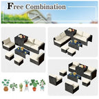 Ensemble de meubles de jardin 8 pièces en rotin avec table de rangement – 25 x 25 x 4 (L x l x P)
