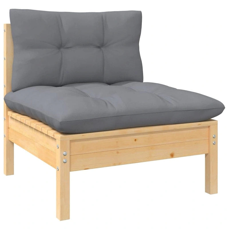 vidaXL Salon de jardin 10 pièces en pin massif avec coussins multicolores - 25 x 25 x 24.6