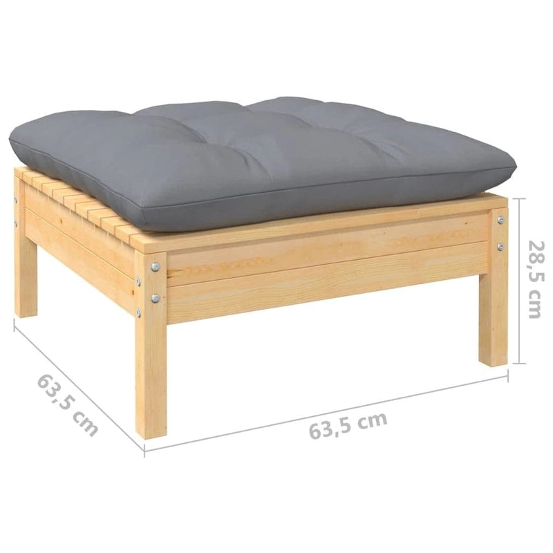 vidaXL Salon de jardin 10 pièces en pin massif avec coussins multicolores - 25 x 25 x 24.6