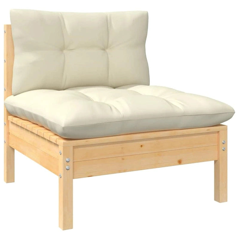 vidaXL Salon de jardin 10 pièces en pin massif avec coussins multicolores - 25 x 25 x 24.6