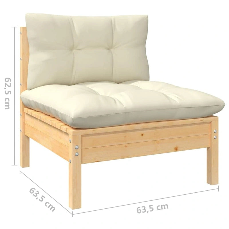 vidaXL Salon de jardin 10 pièces en pin massif avec coussins multicolores - 25 x 25 x 24.6