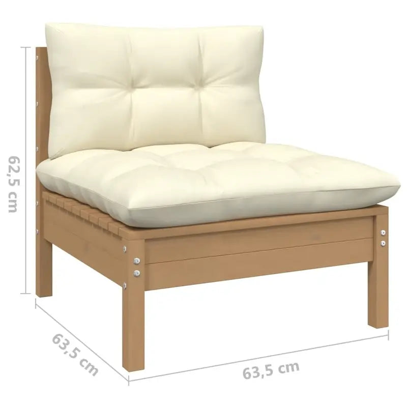 vidaXL Salon de jardin 10 pièces en pin massif avec coussins multicolores - 25 x 25 x 24.6