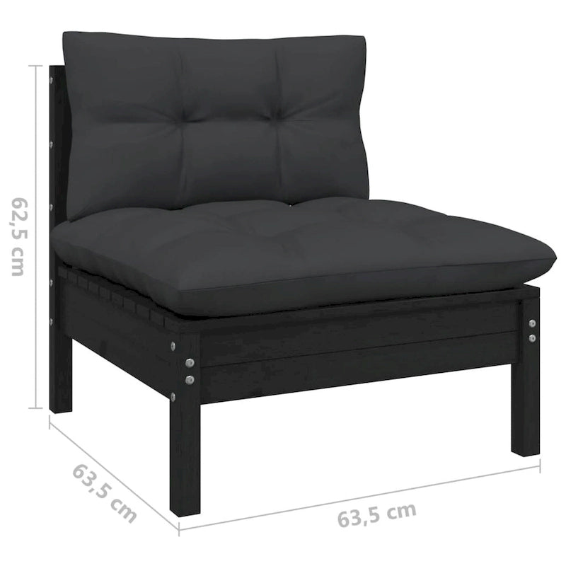vidaXL Salon de jardin 10 pièces en pin massif avec coussins multicolores - 25 x 25 x 24.6
