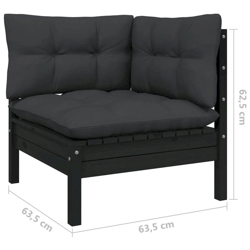 vidaXL Salon de jardin 10 pièces en pin massif avec coussins multicolores - 25 x 25 x 24.6