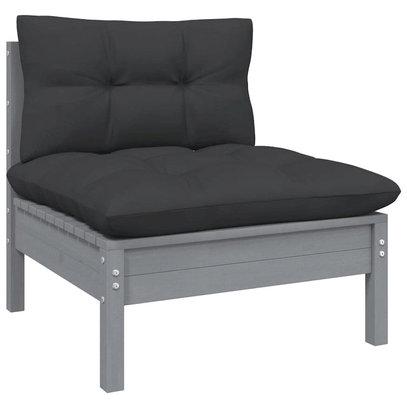 vidaXL Salon de jardin 10 pièces en pin massif avec coussins multicolores - 25 x 25 x 24.6