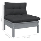vidaXL Salon de jardin 10 pièces en pin massif avec coussins multicolores - 25 x 25 x 24.6